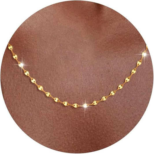 925 Sterling Silver Chain Necklace Link Chain Necklace for Women Simple Dainty 16K Gold Plated Necklace for Women Minimalist Waterproof Silver Necklace Trendy Jewelry Gifts