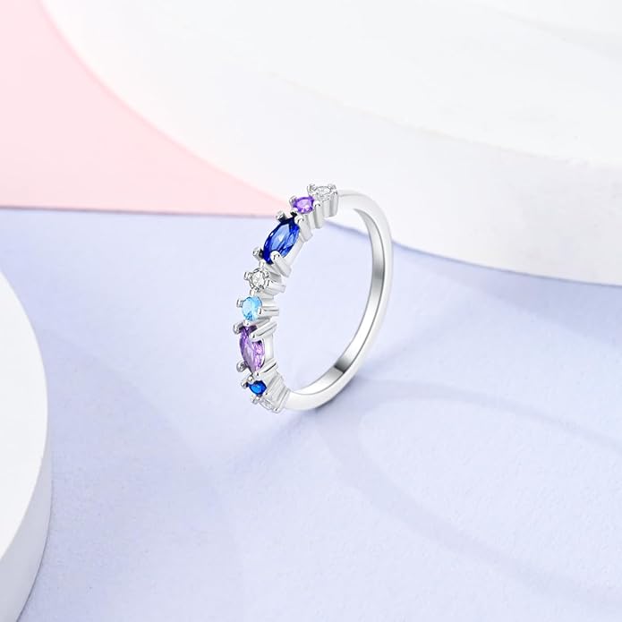 NARMO 925 Sterling Silver Rings for Women Evil Eyes Rings Entwined Line Cubic Zirconia Rings Simple Stackable Finger Rings Engagement Ring Personality Rings Size 6-9