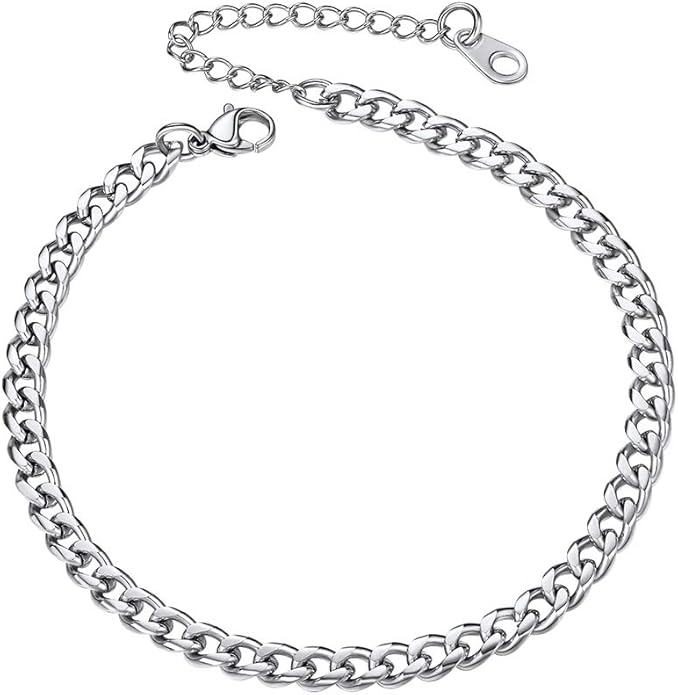 PROSTEEL Stainless Steel Chain Anklets for Women, Silver/Gold Tone, Ankle Bracelets Hypoallergenic, 8-10.5 Inch Adjustable, Come with Box