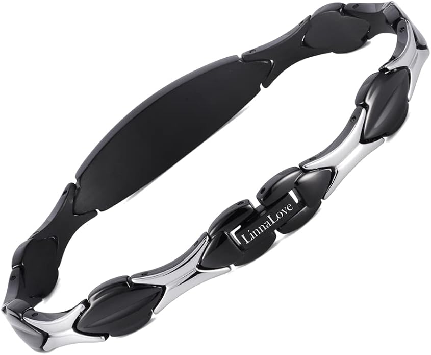 LinnaLove Fashion Shiny medical alert bracelet with Free Engraving Stainless steel Medical id bracelet for Women