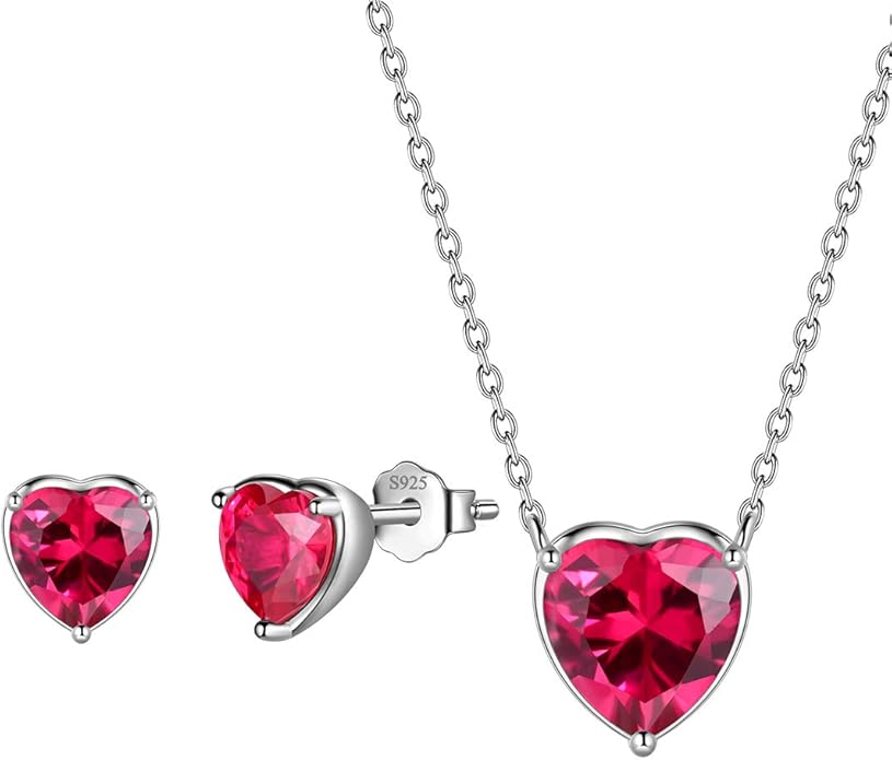 Aurora Tears 925 Sterling Silver 12 Birthstone Hearts Jewelry Women Crystal Wedding/Engagement/Bridal Heart Necklace/Earring/Ring/Bracelet Sets Jewellery