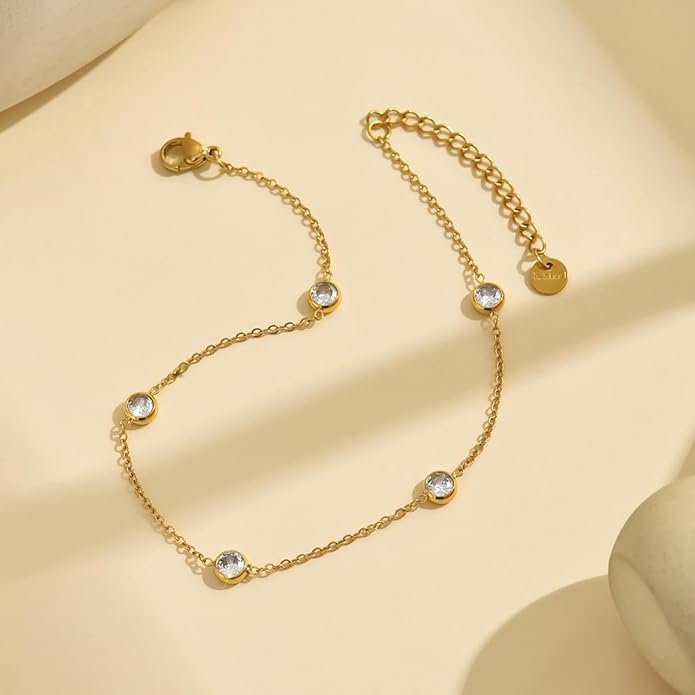 Dainty Ankle Bracelets for Women 18K Gold Plated Satellite Beaded Herringbone Chain Anklets Simple Lip Chain Anklet Minimalist Summer Beach Foot Jewelry Christmas