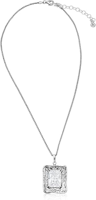 JEAN RACHEL JEWELRY 925 Sterling Silver Necklace for Women - Octagon Cubic Zirconia Prong-set Vintage Design - Hypoallergenic, Lead & Nickel Free Jewelry - Artisan Handcrafted Statement Necklace