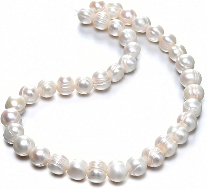 Adabele 1 Strand Real Natural Potato Round White Cultured Freshwater Pearl Loose Beads 10-11mm for Jewelry Craft Making 14 Inch FP4-11