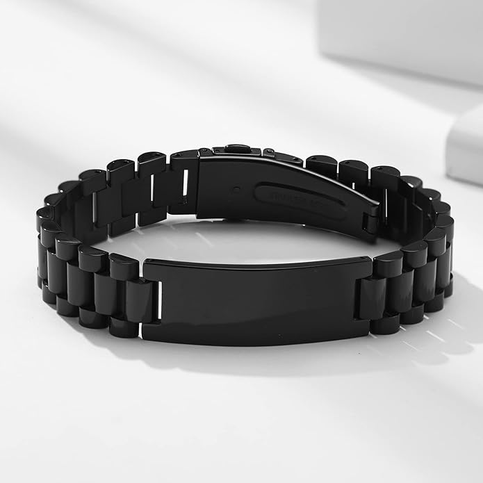 VNOX Masculine Watch Band Stainless Steel Link Bracelet Personalized Jewelry Gift for Men DAD Father Husband Boyfriend
