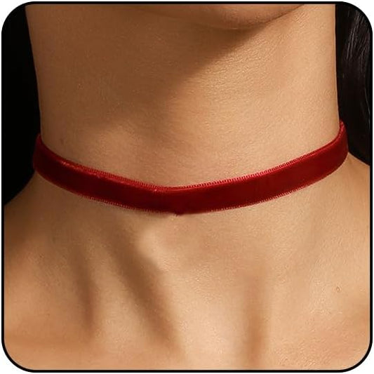 Black Choker Necklaces for Women 90s Red Black Velvet Choker Necklace Thick Thin Chocker Tube Heart Circle Choker Necklace Lace Tatto Collar Necklace Goth Choker Jewelry