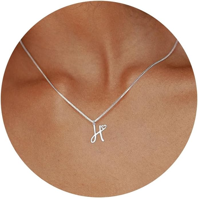 Initial Necklaces for Women Trendy, Dainty Silver Letter Necklace Cute Pendant Choker Name Necklace Personalized Costume Monogram Silver Jewelry Necklace for Women Valentines Gifts