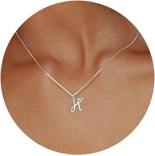 Initial Necklaces for Women Trendy, Dainty Silver Letter Necklace Cute Pendant Choker Name Necklace Personalized Costume Monogram Silver Jewelry Necklace for Women Valentines Gifts