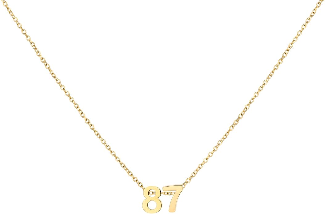 Number Necklace for Women Dainty 18K Gold Plated Pendant Necklace Charm Birth Month Personalized Jewelry Birthday Gift