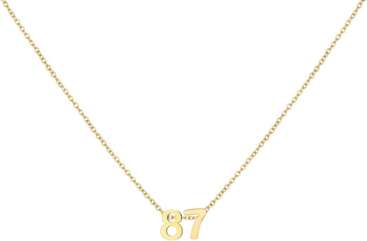 Number Necklace for Women Dainty 18K Gold Plated Pendant Necklace Charm Birth Month Personalized Jewelry Birthday Gift