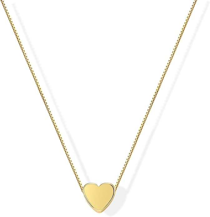 Foxgirl Gold Heart Necklaces for Women 14k Gold Plated Pendant Necklace Simple Cute Necklaces for Women Dainty Layered Choker Necklaces for Women Gold Jewelry for Teen Girls