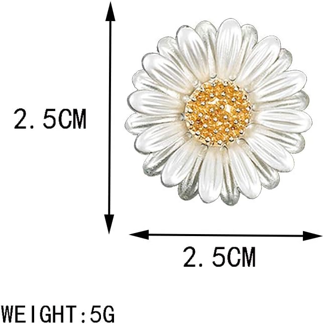 HUJUON Daisy Flower Brooch Pin for Women. Yellow Sunflower Collar Pin Chrysanthemum Brooch Coat Hat Sweater Accessories