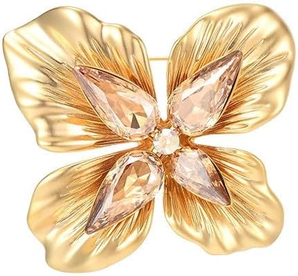Flower Brooch Pin - Rhinestone Flower Pin 18k Gold Plated - Thanksgiving Day, Birthday, Wedding Gifts for Mom, Wife