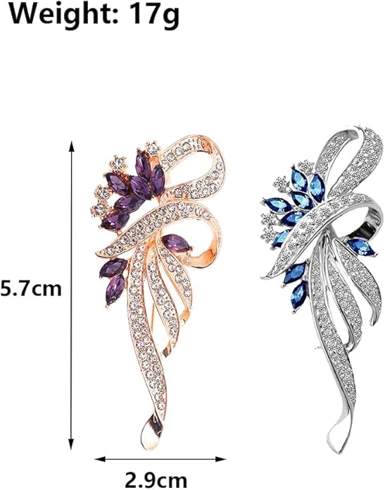 Rhinestone Brooches for Women,Vintage Silver Large Brooch Pins Blue Crystal Dress Brooch Pin Decorative Pins,Fashion Prom Jewelry Accessories