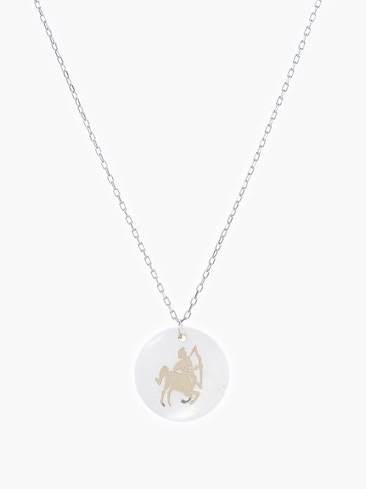 Zodiac Sign Necklace – Mother of Pearl Pendant – Available in Two Finish 925 Sterling Silver and 14K Gold Plated – Adjustable Chain – Horoscope Jewelry Gift with Zodiac Card & Gift Box