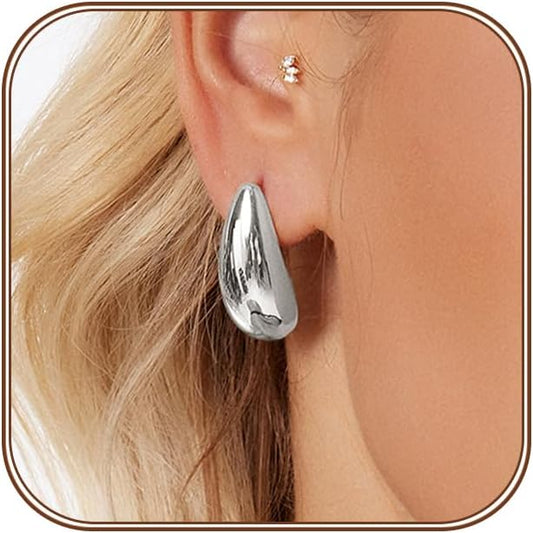 14K Gold Plated Hoop Earrings for Women Triple Huggie Illusion Stud Earring | Double Huggie Hoop Earrings for One Hole | Claw Ear Cuff Earring Jewelry Gift for Women