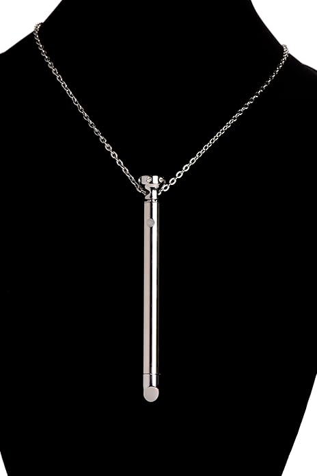 Charmed Silver 7X Vibrating Y Necklace for Women, Sexy Silver Bar Pendant with Chain Necklace, Rechargeable 2-in-1 Necklace Jewelry with Rhinestones