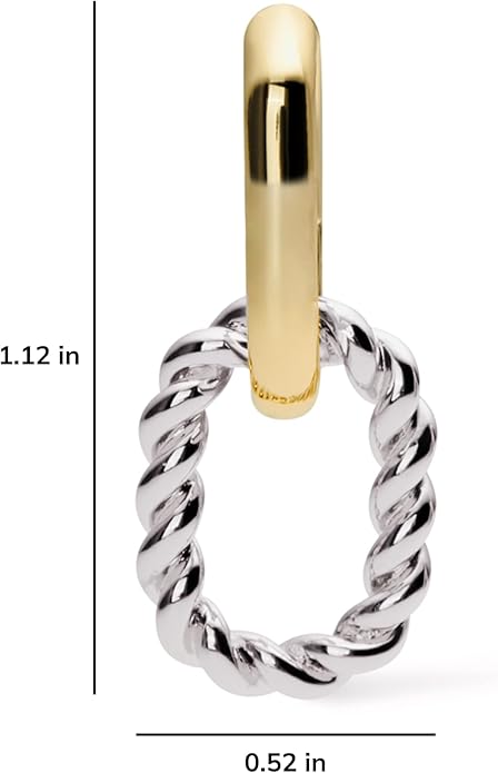 Ana Luisa Ash Double Hoop Earrings for Women - 14K Gold Plated, Silver & Two-Tone Drop Dangle Hoop Earring - Trendy Paperclip Link Huggie Hoop - Hypoallergenic, Water-Resistant & Tarnish-Free Jewelry