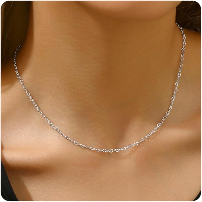 Gold Chain Necklace for Women Dainty 18K Gold Plated Thin Satellite Beaded Turquoise Necklace Simple Gold Boho Jewelry