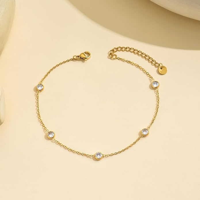Dainty Ankle Bracelets for Women 18K Gold Plated Satellite Beaded Herringbone Chain Anklets Simple Lip Chain Anklet Minimalist Summer Beach Foot Jewelry Christmas