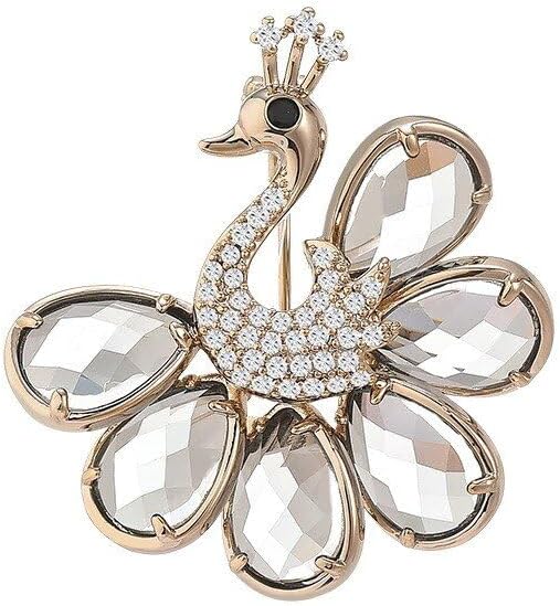 18K Gold Brooch Rhinestone Animal Brooch Pin Elegant Lapel Pin Wedding Jewelry Christmas Gift Dress Accessories for Women