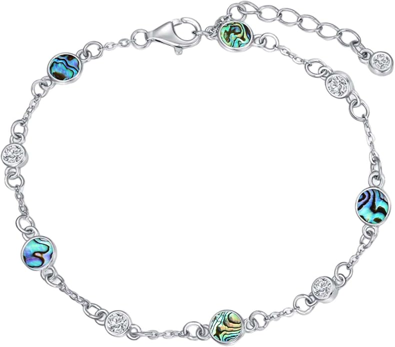 Anklet Bracelet for Women 925 Sterling Silver Natural Stone Chain Ankle Bracelet Beach Summer Fine Jewelry Birthday Christmas Gifts for Women Her Mom
