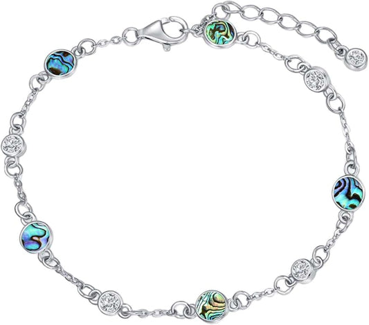 Anklet Bracelet for Women 925 Sterling Silver Natural Stone Chain Ankle Bracelet Beach Summer Fine Jewelry Birthday Christmas Gifts for Women Her Mom