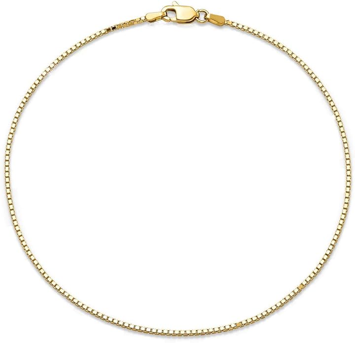 Savlano 14K Solid Gold Italian Chain Figaro, Rope, Mariner, Box, Cuban 14 Karat Anklet for Women Comes With Gift Box - Made in Italy