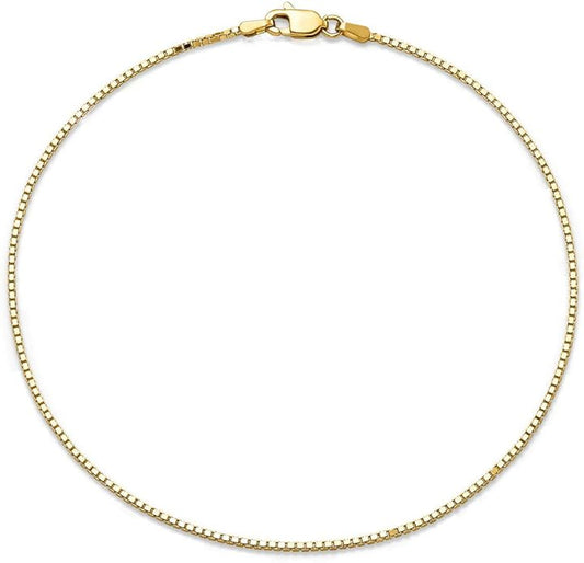 Savlano 14K Solid Gold Italian Chain Figaro, Rope, Mariner, Box, Cuban 14 Karat Anklet for Women Comes With Gift Box - Made in Italy