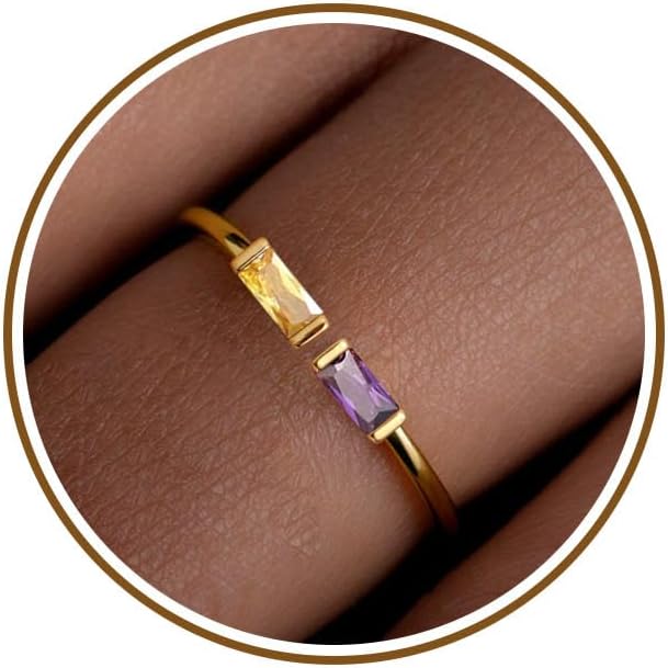JSJOY Birthstone Rings for Women Dainty Emerald Blue Ring Birthday Gifts for Mom Her Gemstones CZ Ring for Teens Gold Rings That Don't Tarnish Adjustable Ring Jewelry Gifts
