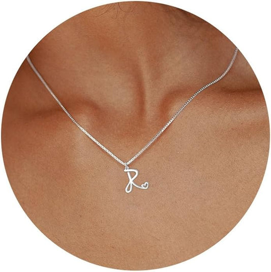 Initial Necklaces for Women Trendy, Dainty Silver Letter Necklace Cute Pendant Choker Name Necklace Personalized Costume Monogram Silver Jewelry Necklace for Women Valentines Gifts