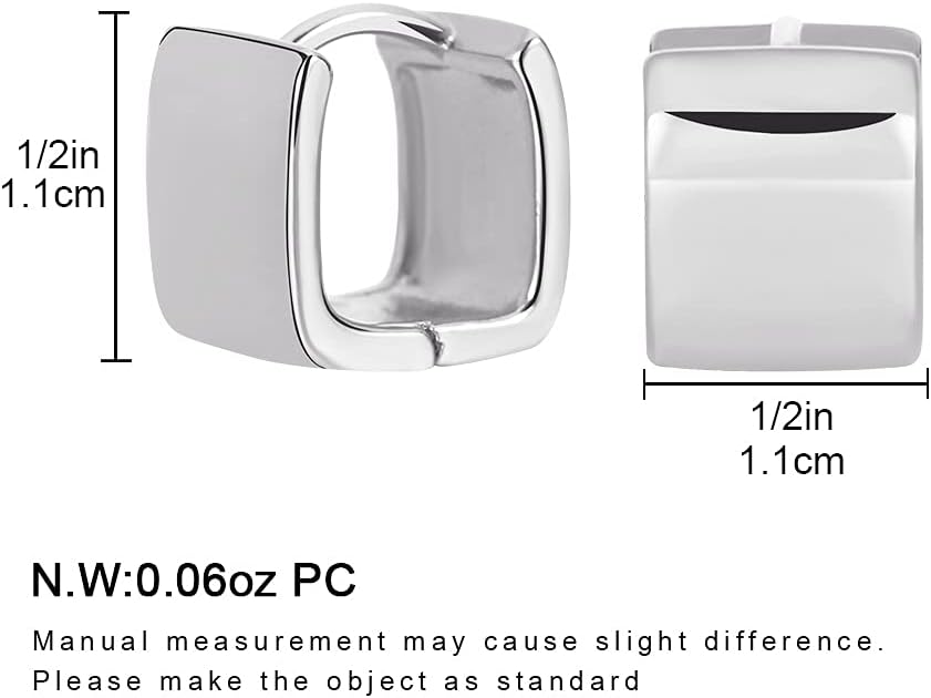 14K Gold Plated Hoop Earring Small Square Huggies Hoops For Women, Minimalist Cute Earrings for Women Girls Gift, gold silver rose gold black and CZ