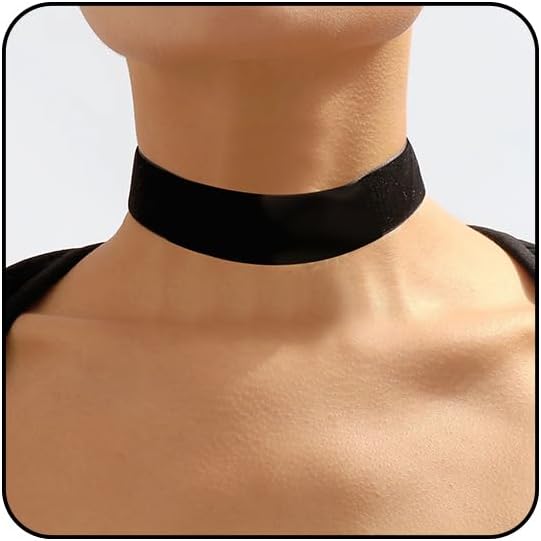 Sora Tuki Black Choker Necklace for Women 1cm-3cm Wide Velvet Leather Lace Chocker Tattoo Collar 90s Goth Jewelry