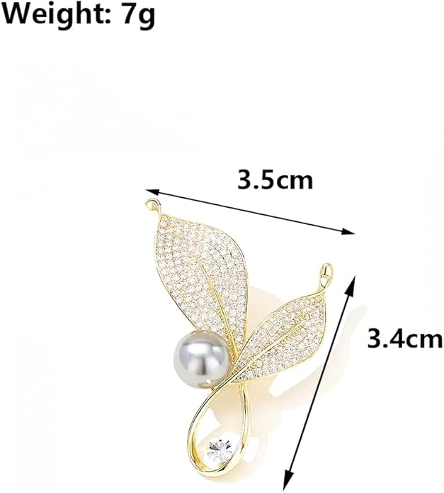 Dainty Gold Crystal Flower Brooch Pin Shiny Zircon Pearls Floral Femininity Brooch Trendy Prom Costume Jewelry Accessories Gift for Women