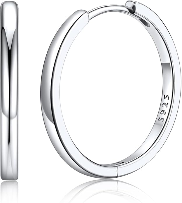 Silvora 925 Sterling Silver Small Hoop Earrings for Women Huggie Earrings Hypoallergenic Cartilage Earrings Tiny Hoops 6mm/8mm/10mm/12mm/14mm/16mm/18mm/20mm