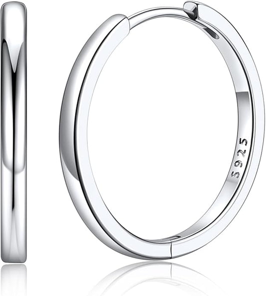 Silvora 925 Sterling Silver Small Hoop Earrings for Women Huggie Earrings Hypoallergenic Cartilage Earrings Tiny Hoops 6mm/8mm/10mm/12mm/14mm/16mm/18mm/20mm