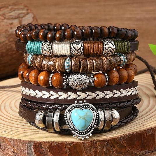 ONLYJUMP Bohemian Mix Bead Multi Layer Versatile Bracelets Set Boho Turquoise Stackable Beaded Strand Stretch Bangles Bracelets Statement Bangle Boho Jewelry Set