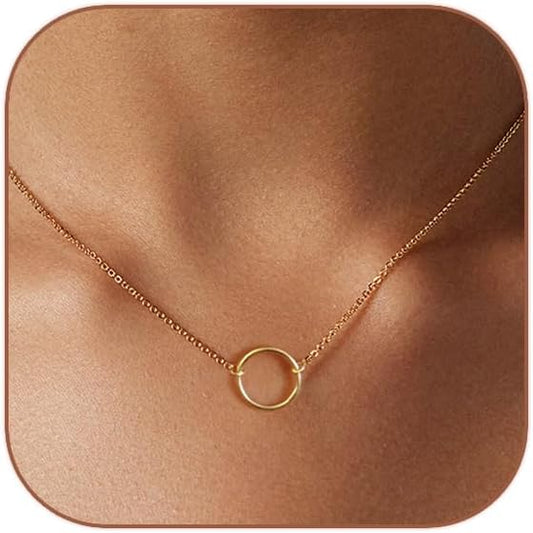 Cute Heart Necklace Dainty 18k Gold Plated Tiny Heart Pendant Choker Necklaces Small Gold Love Open Heart Chain Necklace for Women Simple Gold Necklace for Women Trendy Jewelry