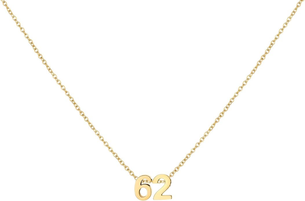 Number Necklace for Women Dainty 18K Gold Plated Pendant Necklace Charm Birth Month Personalized Jewelry Birthday Gift