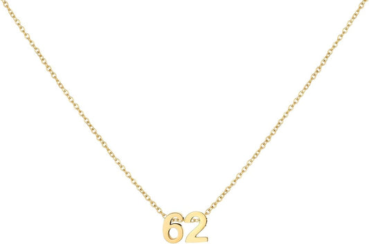 Number Necklace for Women Dainty 18K Gold Plated Pendant Necklace Charm Birth Month Personalized Jewelry Birthday Gift
