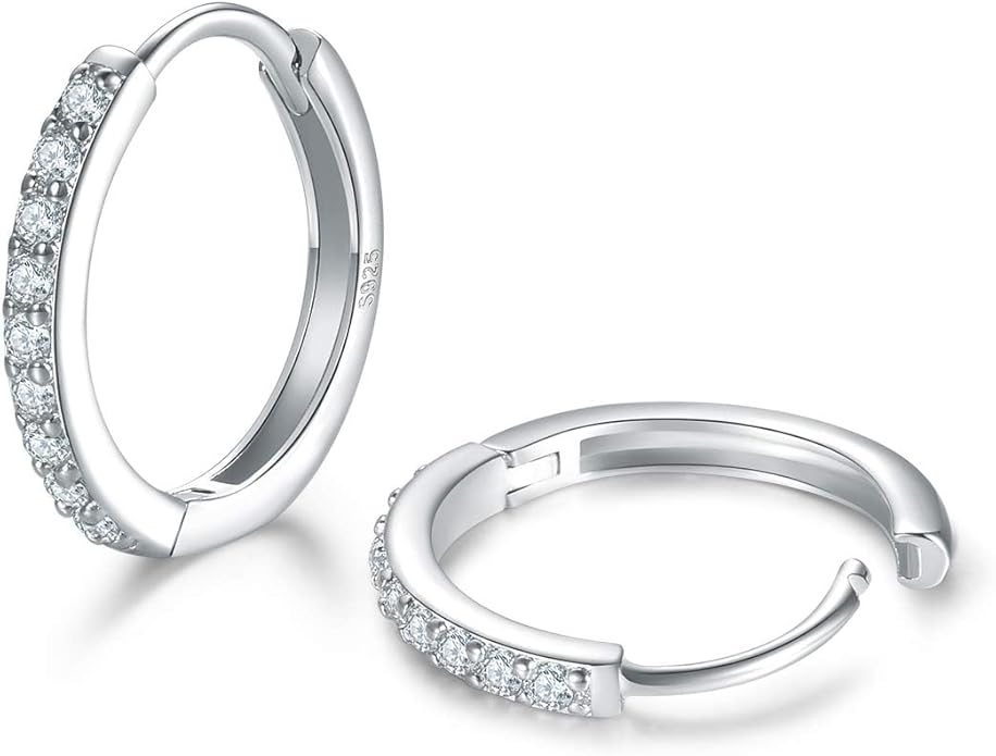 Stud Earrings for Women Hypoallergenic Sterling Silver Post Hoop and Studs Earrings Set for Multiple Piercing Small Ball Cubic Zirconia Earring Studs for Women Trendy Jewelry Gifts（6 Pairs）