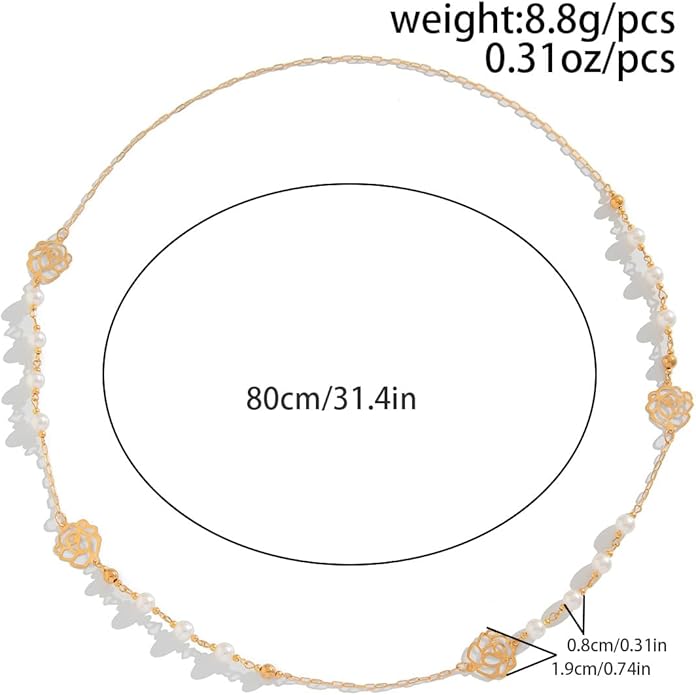 Long Pearl Necklaces for Women Pearl Long Chain Necklace Dainty Gold And Long Pearl Necklaces Layered Pearl Necklace Statement Sweater Strand Chain Jewelry