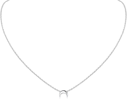 ChicSilver Personalized 925 Sterling Silver Dainty Small Heart/Star/Moon/Dot/Triangle Pendant Necklace for Women, Silver/Gold/Rose Gold/Black (with Gift Box)