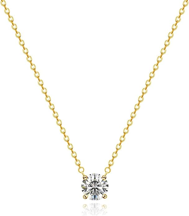 Zeffy Diamond Necklaces for Women, Dainty Gold Necklace 18k Gold Plated Layered Necklaces Simple Gold CZ Diamond Pendant Necklaces for Women Trendy Jewelry Gifts for Girls