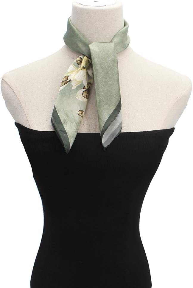 ANDANTINO 100% Mulberry Silk Scarf -21” Lightweight Square Neckerchief – Breathable Digital Printed Scarves with Gift Packed