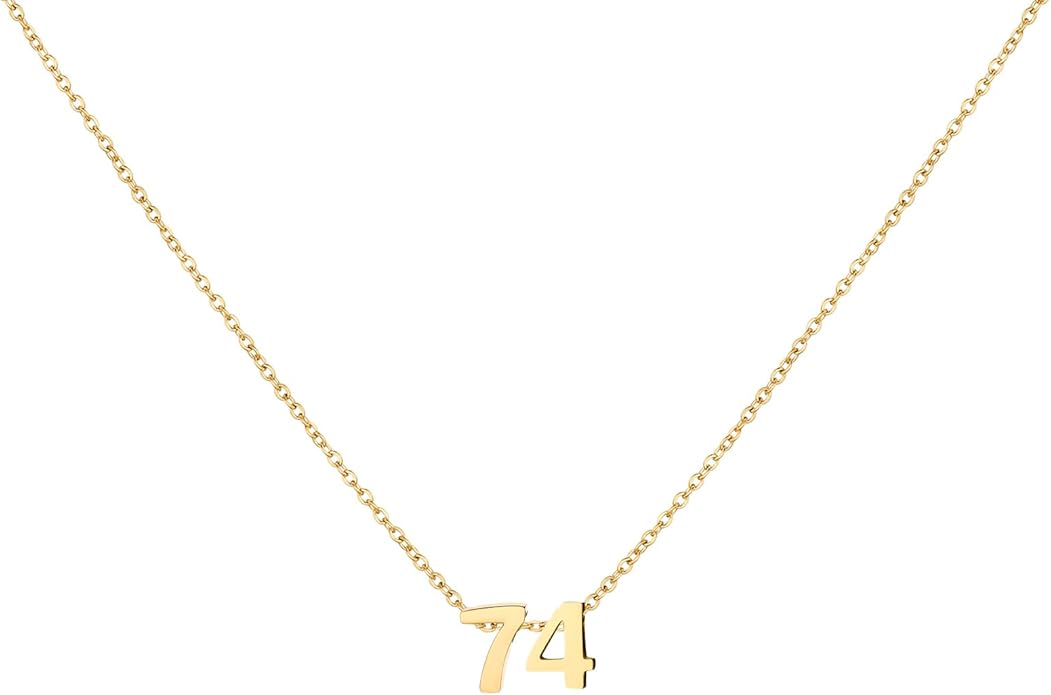 Number Necklace for Women Dainty 18K Gold Plated Pendant Necklace Charm Birth Month Personalized Jewelry Birthday Gift