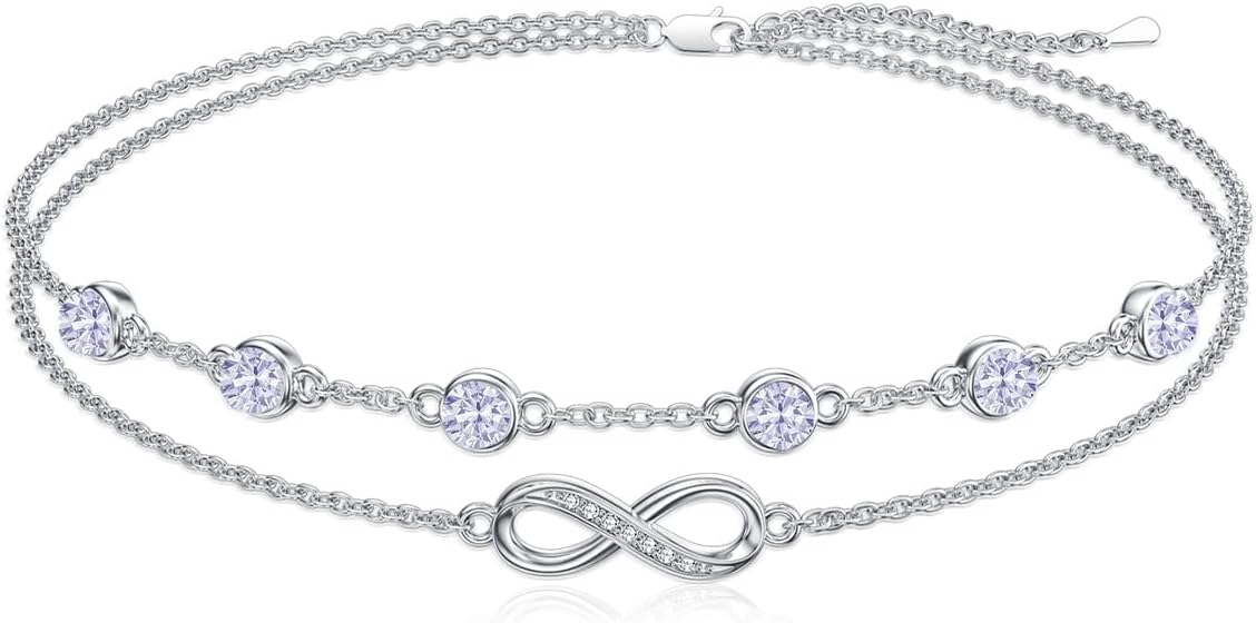 Dorunmo Anklet Bracelets For Women 925 Sterling Silver Birthstone/Infinity/Butterfly/Evil Eye/Turtle/Pineapple/Starfish/Heart Anklets Bracelets Jewelry Gifts for Women