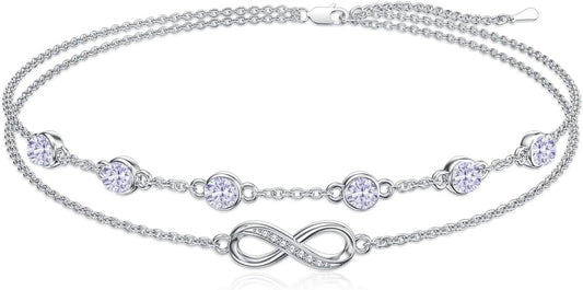 Dorunmo Anklet Bracelets For Women 925 Sterling Silver Birthstone/Infinity/Butterfly/Evil Eye/Turtle/Pineapple/Starfish/Heart Anklets Bracelets Jewelry Gifts for Women