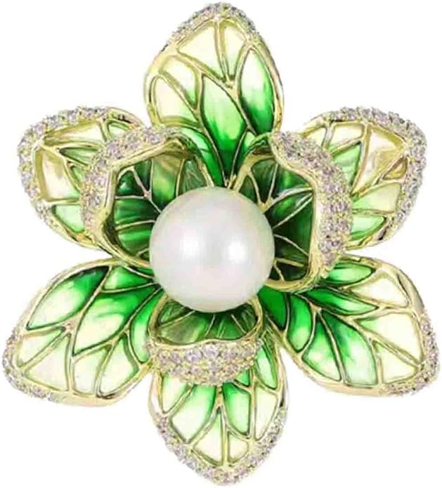 Crystal Pearl Flower Brooches Pins Fashion Beautiful Created Rhinestone Floral Brooch Good Idea for Party Dance Wedding Banquet for Elegant Women Girl