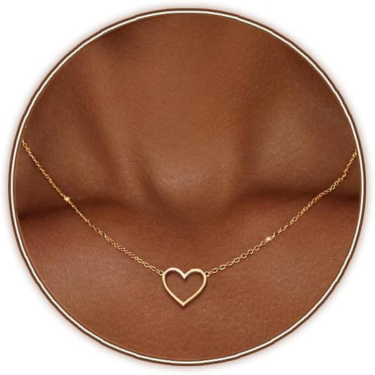 Zeffy Dainty Gold Heart Necklace for Women Trendy 14K Gold/Silver Plate Cute Heart Pendant Choker Necklaces Gold Love Heart Chain Necklace for Women Dainty Gold Jewelry Gifts for Women